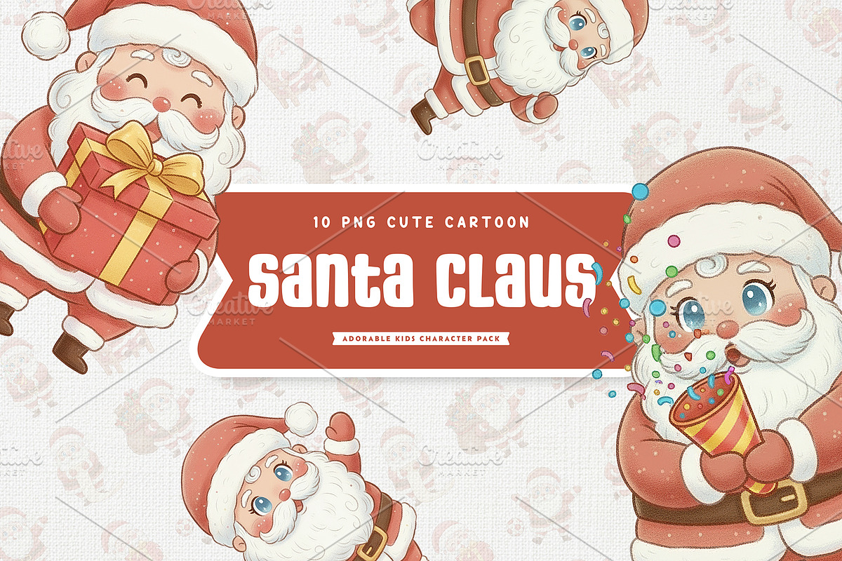 Charming Santa Claus Cute Kids, a Seasonal Illustration by Gohsantosa (Photo 1 of 4)