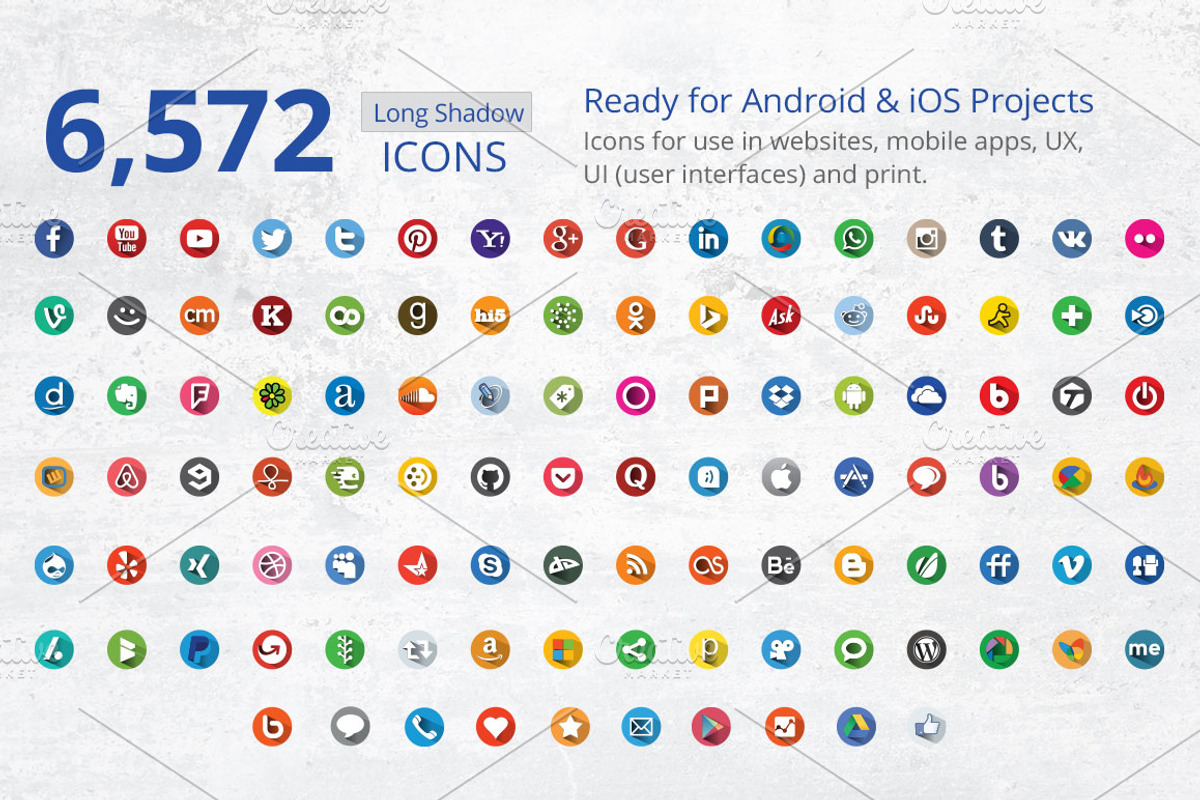 212 Flat Round Social Media Icons preview 2