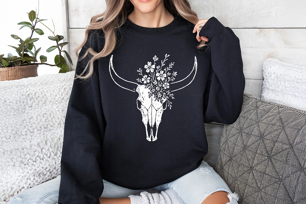 Boho Cow Skull with Wildflowers PNG, an Illustration by SharpMarketplace (Photo 3 of 5)