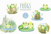 Watercolor Frogs Clipart PNG, an Animal Illustration by NataliArkushArt (Thumbnail 6 of 13)