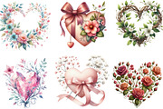 Wedding Hearts with Flowers Clipart, an Illustration by Designking (Thumbnail 3 of 4)