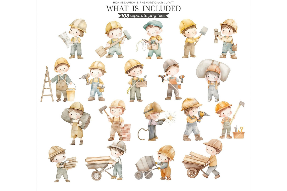 Construction Watercolor Clipart, an Illustration by CharmClipart (Photo 3 of 8)