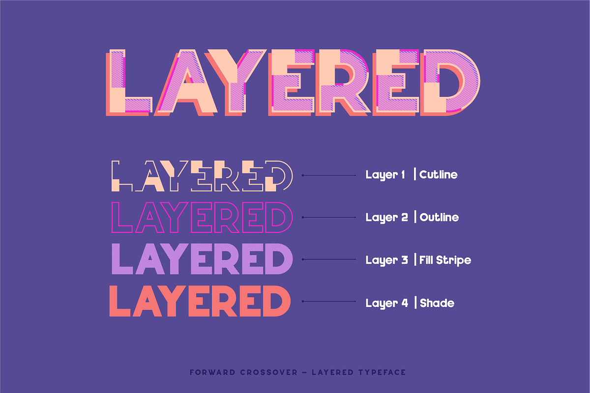 Forward Crossover - layered typeface, a Sans Serif Font by Revorklabs (Photo 3 of 7)