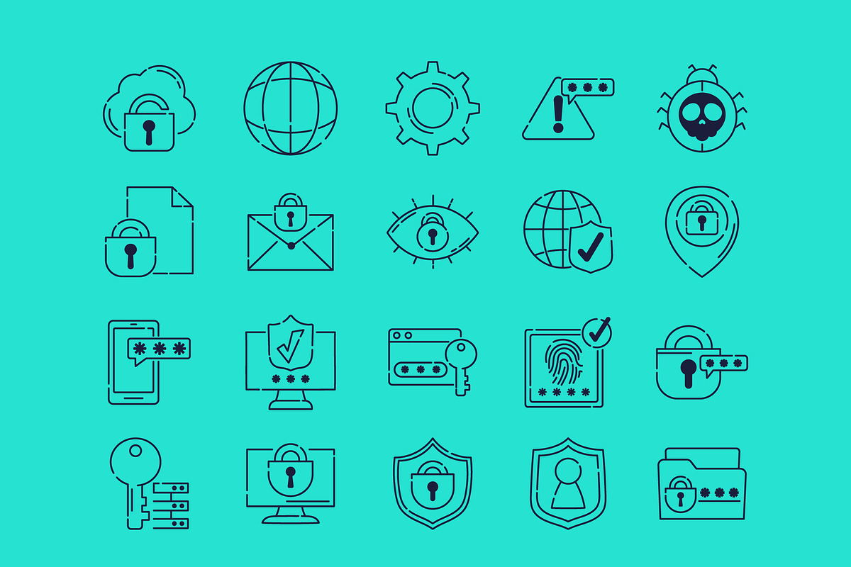 Cybersecurity Minimal Line Icon Set