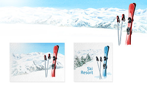 Ski Resort. Watercolor Collection