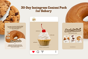 30-Day Bakery Content Templates, a Social Media Template by Moodwave Studio