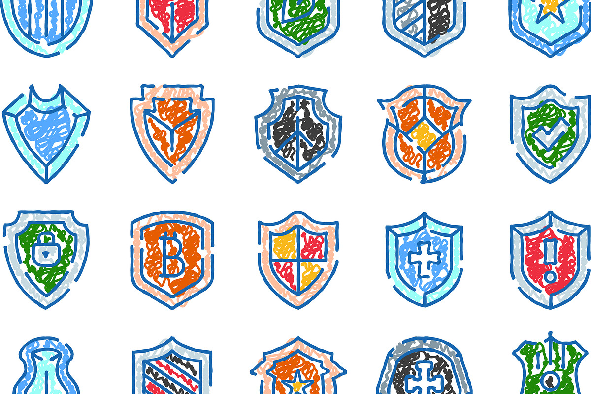 Hand drawn shield protection icons, an Object Graphic by pikepicture (Photo 3 of 3)