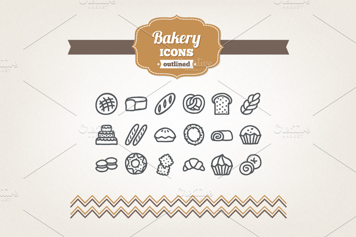 Hand drawn bakery icons