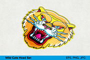 Wild Cats Head Set, an Animal Illustration by Moloko88 (Thumbnail 3 of 8)