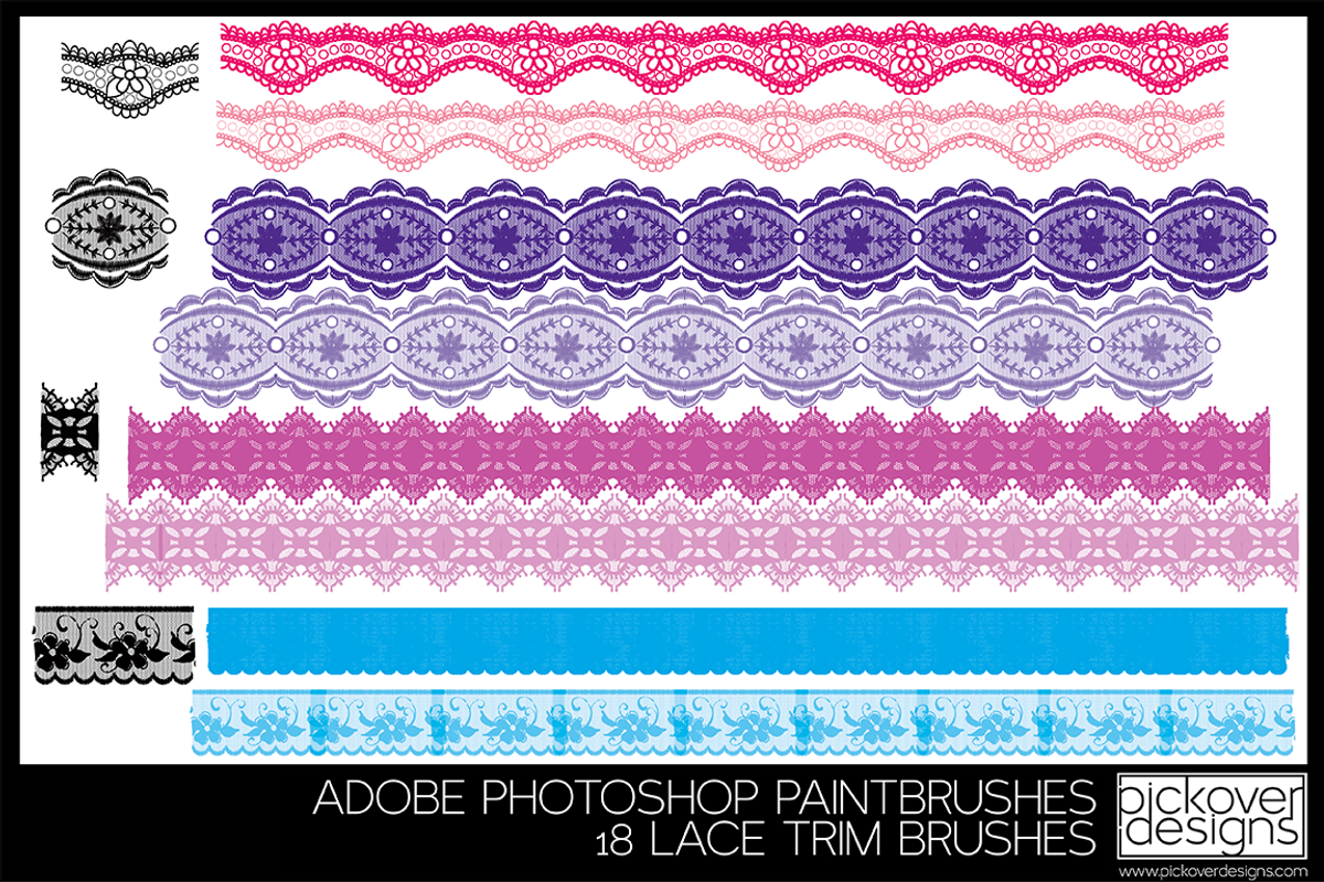 18 Lace Trim Brushes - PHOTOSHOP, a Brush Add-On by Pickover Designs (Photo 3 of 5)