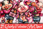 Quirky Valentine Pig Clipart Bundle, an Illustration by SVGArt (Thumbnail 1 of 7)