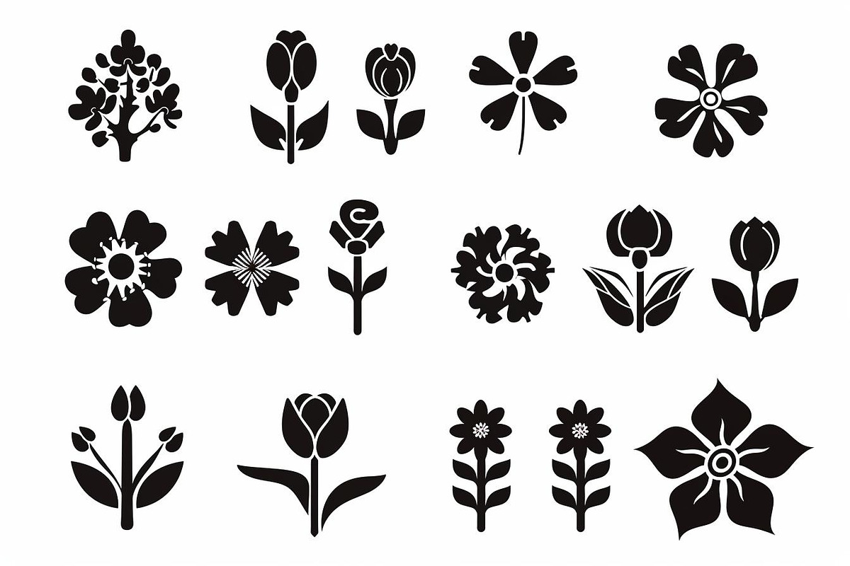 Abstract Floral Silhouette Bundle, an Illustration by Creativeshirt (Photo 8 of 10)