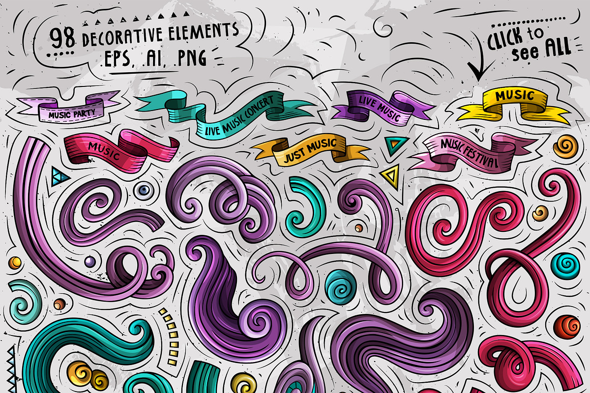 Music Cartoon Objects Set, a Decorative Illustration by BALABOLKA (Photo 3 of 3)