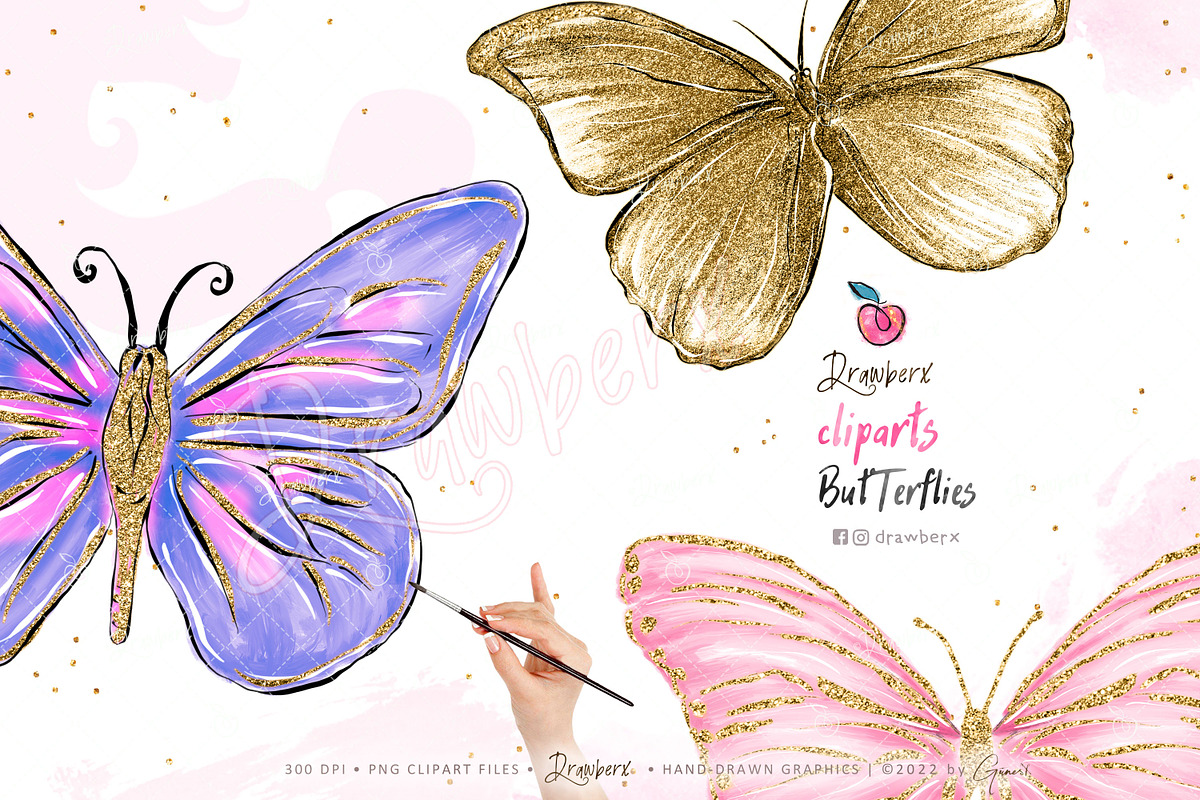 Butterfly Clipart, Spring wings 001, an Illustration by Drawberx (Photo 2 of 7)