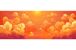 Cartoon evening sunset anime, a Decorative Illustration by Vector Tradition