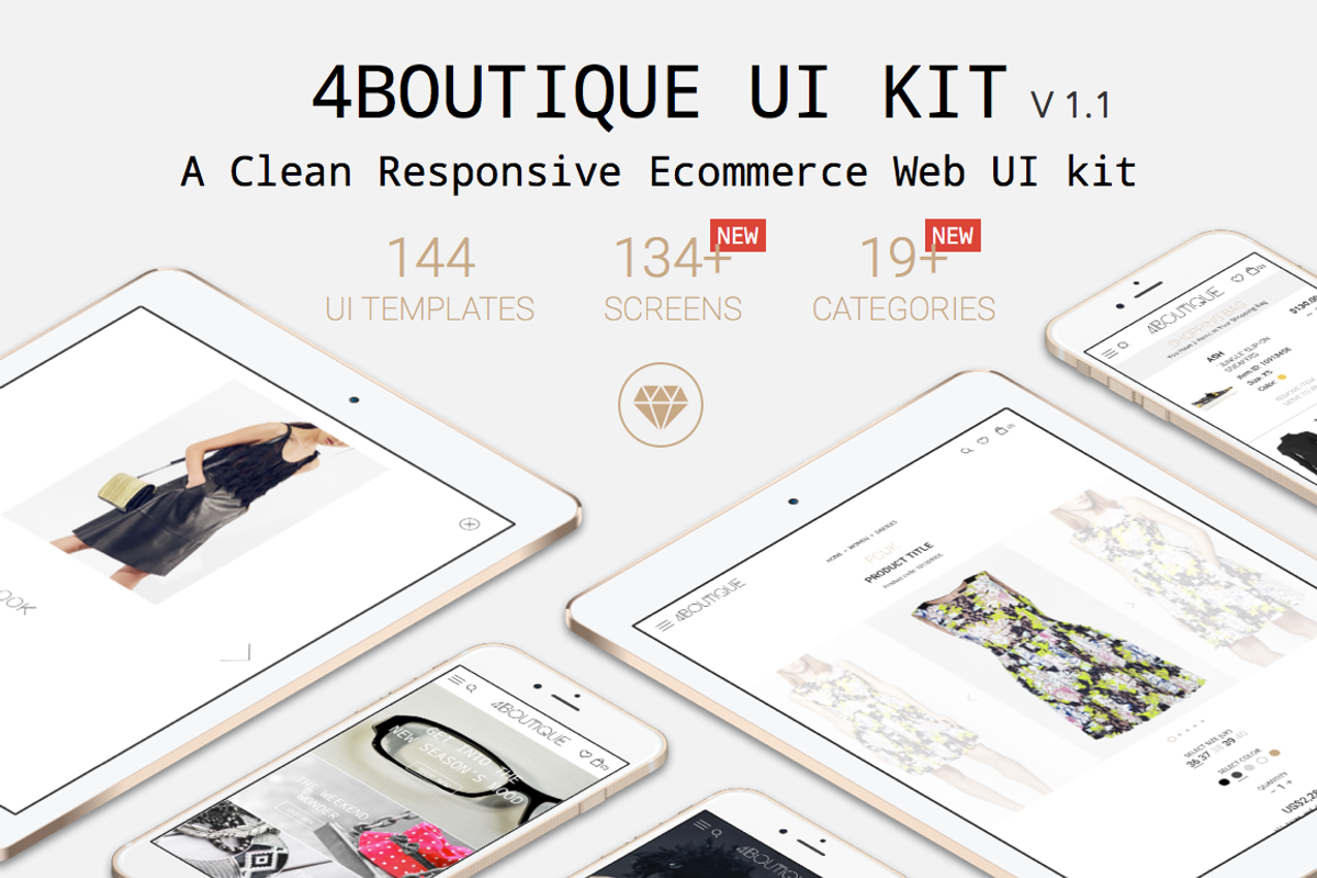 4Boutique Ecommerce UI KIT Sketch, an UI Kit Template by 4EB Studio (Photo 1 of 10)