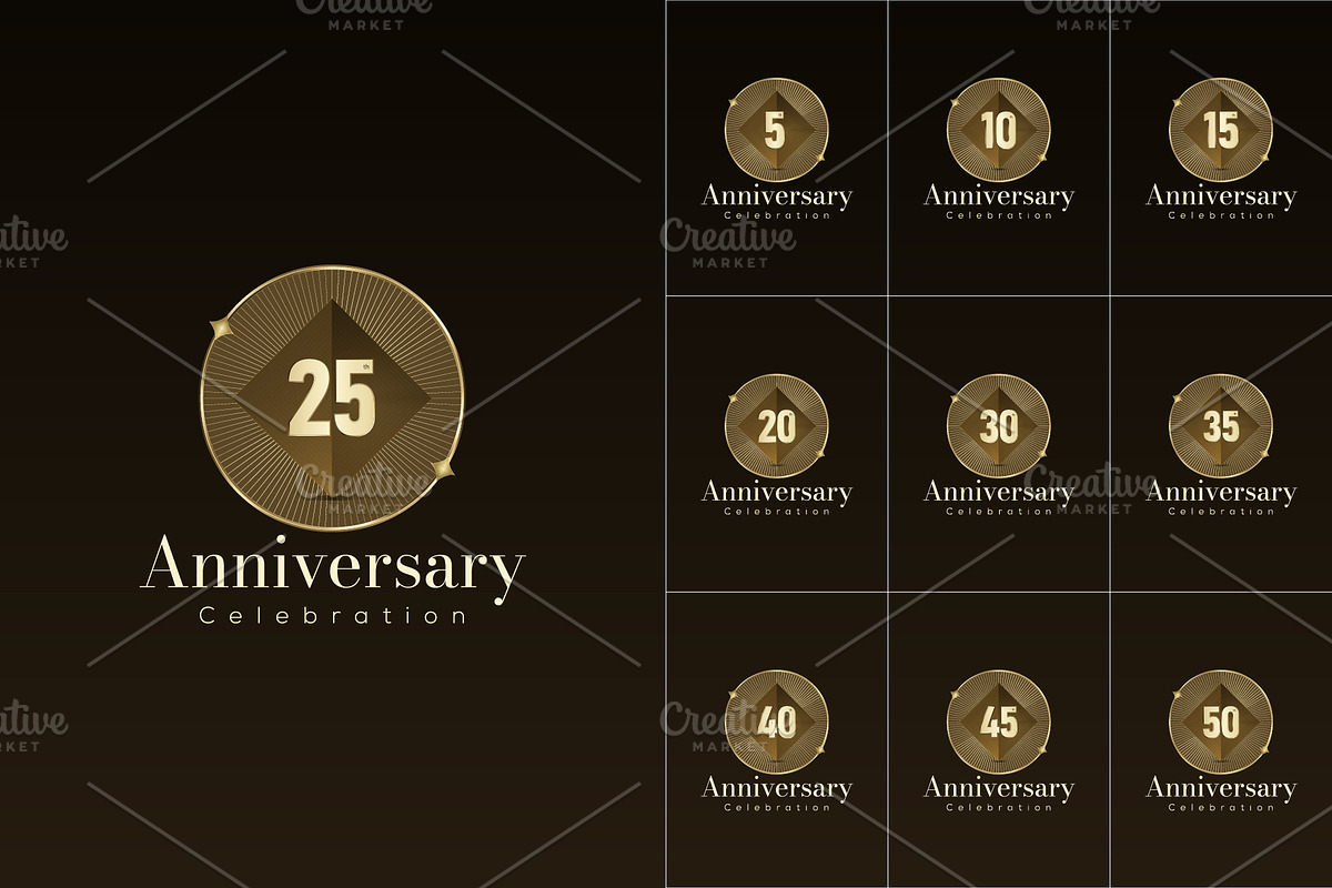 Golden Anniversary logo vector set, a Branding & Logo Template by rpdesignstudio