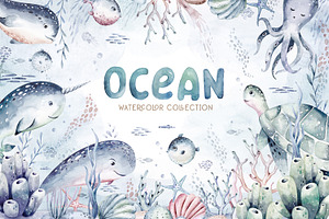 Ocean watercolor set