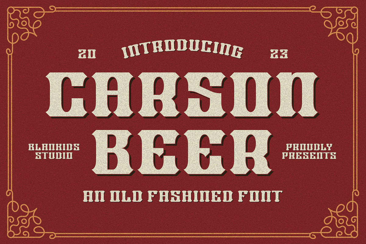 Carson Beer an Old Fashioned Font, a Script Font by Blankids Studio (Photo 1 of 11)