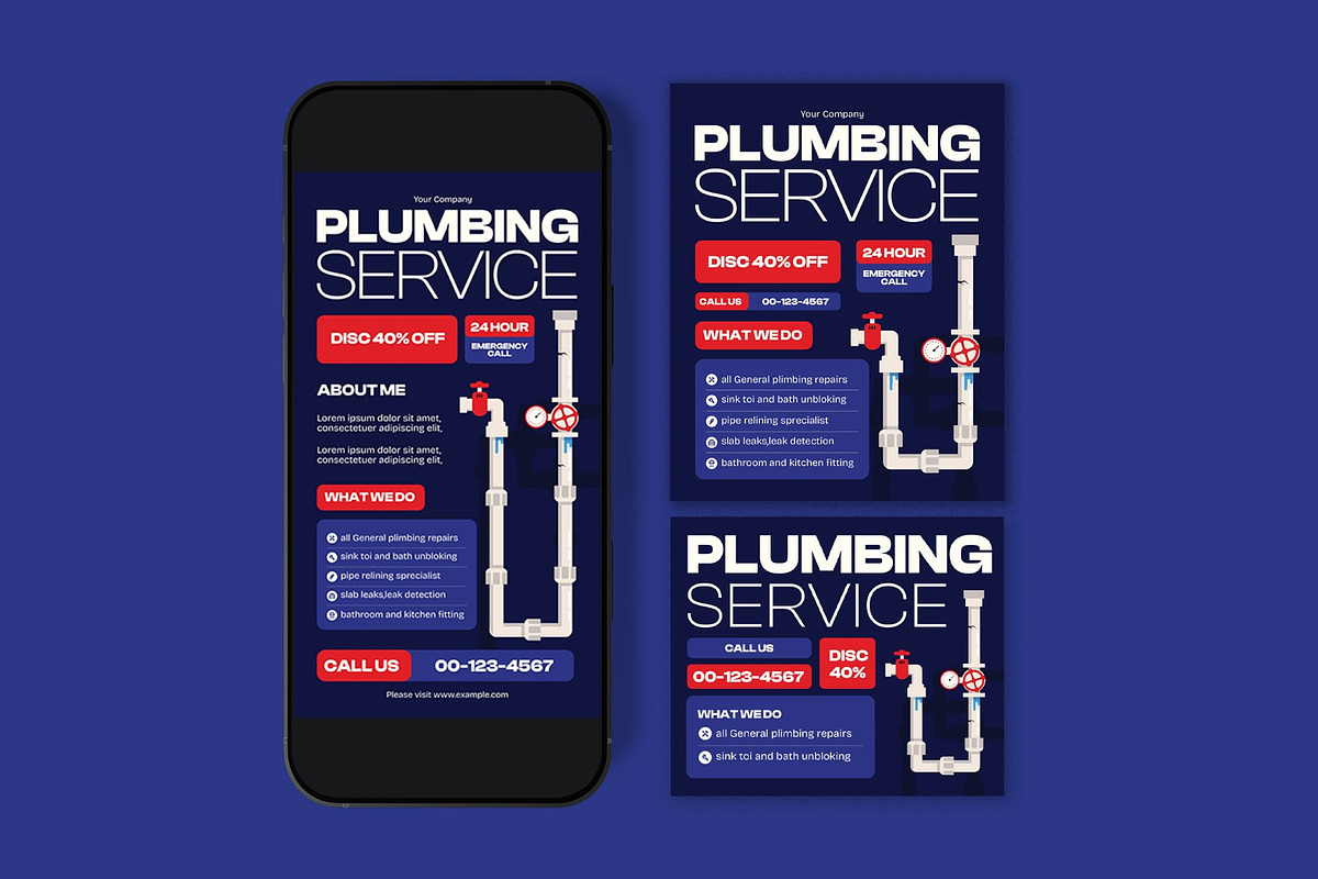 Plumbing Service Flyer, a Flyer Template by graphicook (Photo 3 of 3)