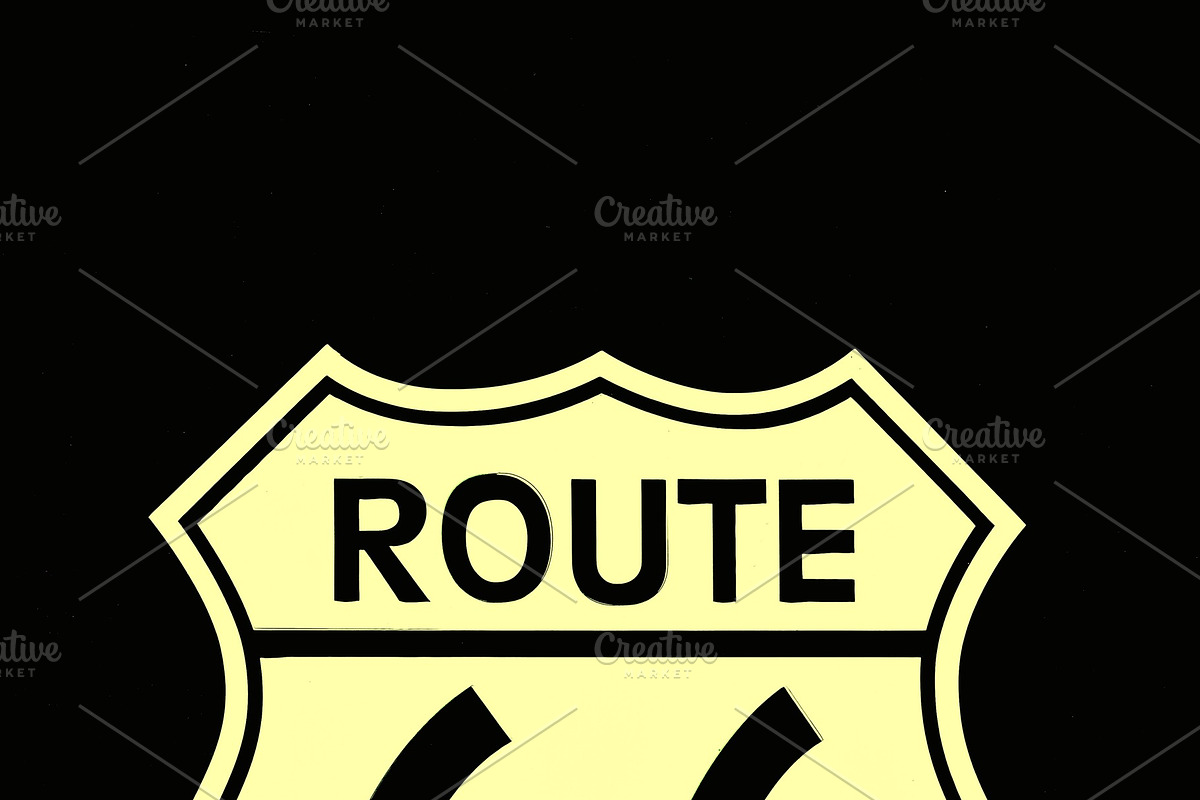 Travel USA sign of Route 66 label., a Transportation Illustration by CreativePhotoSpain