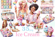 Ice Cream Clipart Bundle | Popsicle, a Food Illustration by GlamArtZhanna (Thumbnail 1 of 6)