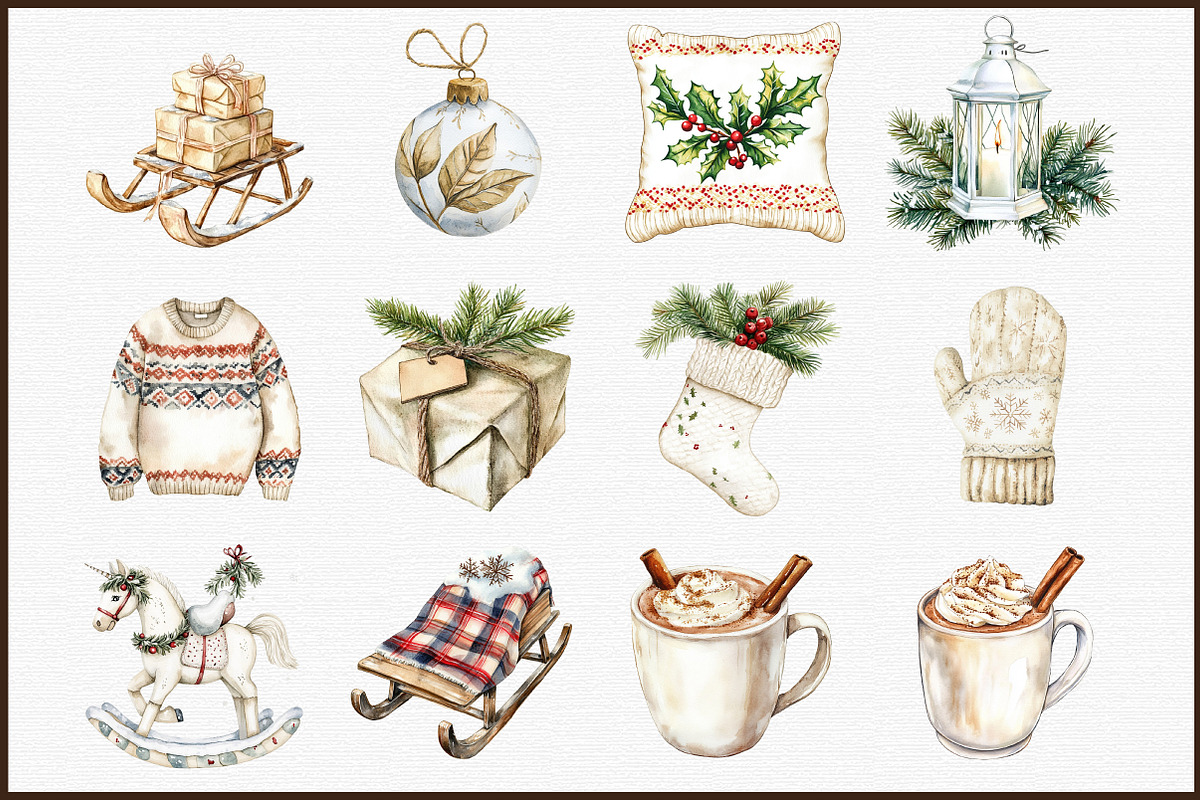 Cozy White Christmas Clipart Set, an Illustration by Sublimation Artist (Photo 3 of 6)