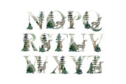 Watercolor forest deers alphabet., a Decorative Illustration by TaPilipa (Thumbnail 3 of 4)