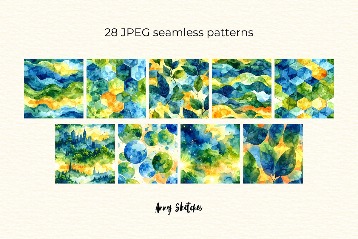 Terra Futura Seamless Patterns, a Pattern Graphic by Anna Design Studio (Photo 3 of 7)