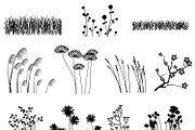 Flower Silhouettes 1 Vectors/Clipart, an Illustration by PinkPueblo (Thumbnail 2 of 2)