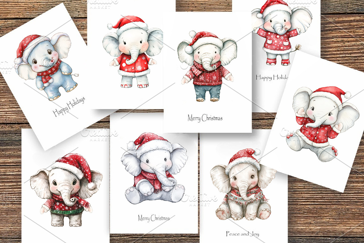 Christmas Elephant. Watercolor PNG., an Animal Illustration by KENO Mascots (Photo 4 of 7)