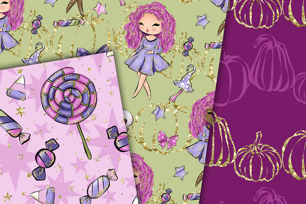 Pink Halloween patterns, a Pattern Graphic by DarinaDigital (Photo 3 of 6)