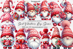 Sweet Valentine's Day Gnome Clipart, an Illustration by Designworld