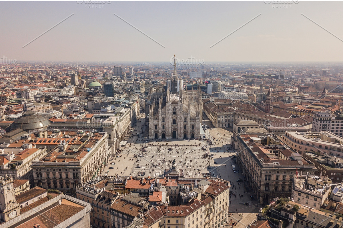 Aerial view of Duomo di Milano, a Graphic by a_medvedkov