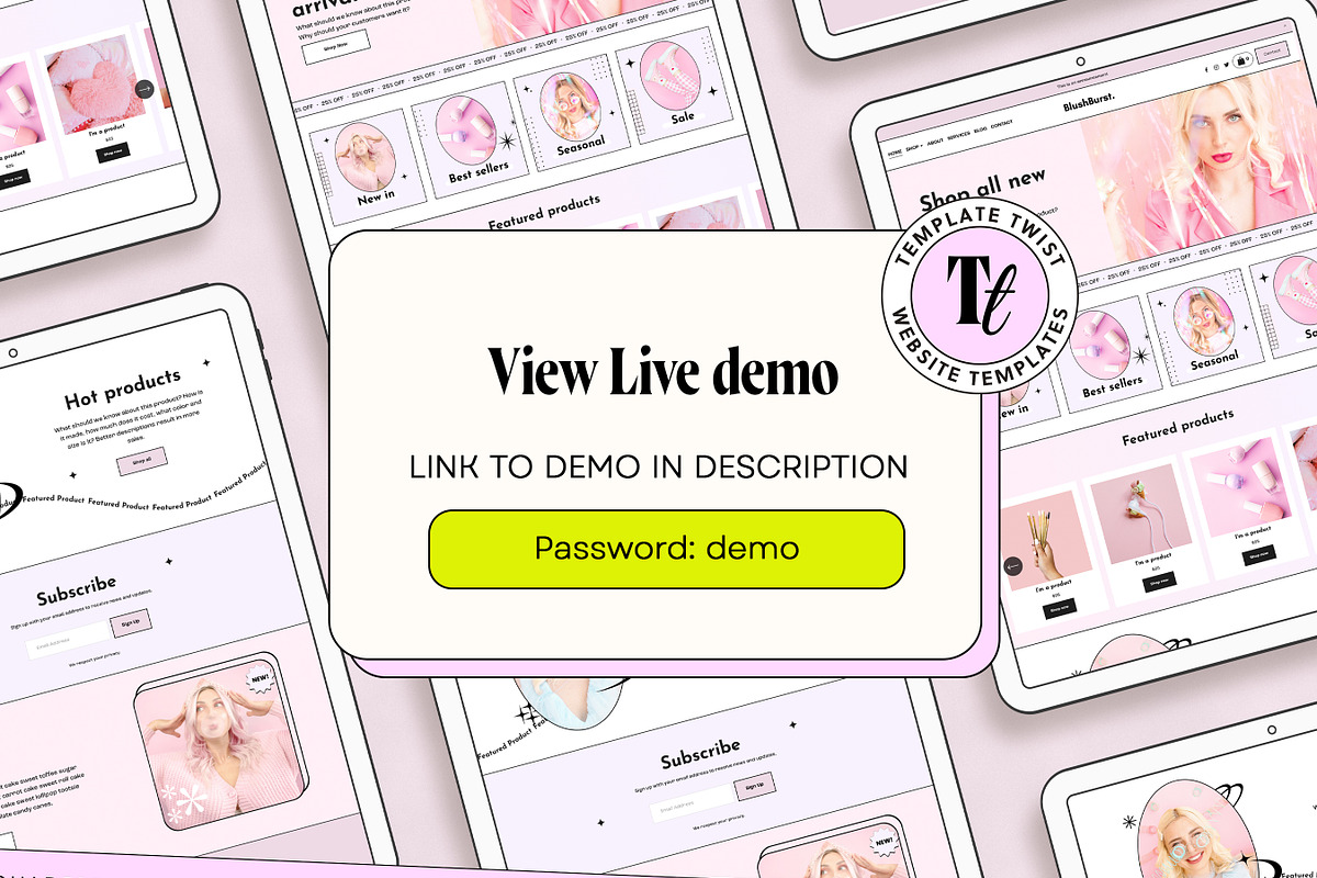 Blush Pink Pastel Website Template