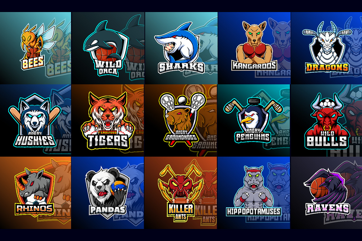 50 Animals Sport Mascot Team Badge, a Branding & Logo Template by Becris (Photo 6 of 7)