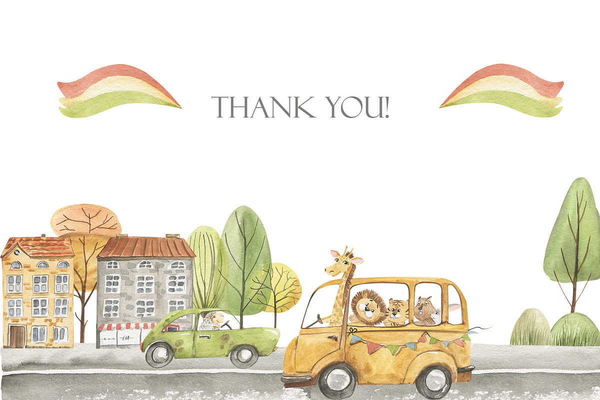 Animals in the car, an Illustration by Love Watercolor Store (Photo 15 of 15)