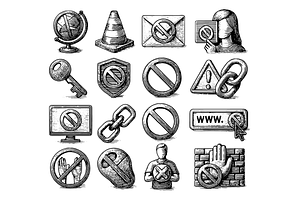 Prohibition Security Icons Set, an Object Graphic by nikagraphic