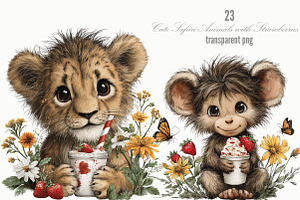 Cute Safari Animals Clipart, an Animal Illustration by Designking