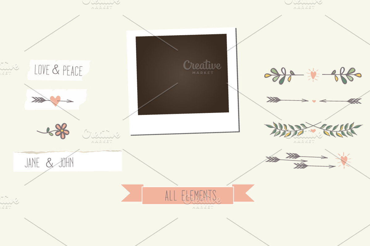 Vintage photo frames and elements, an Illustration by SmartDesign (Photo 2 of 2)
