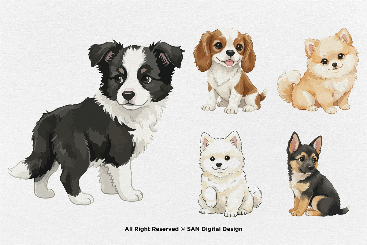 15 Bundle Watercolor Cute Puppy Dog, an Animal Illustration by Morspective (Photo 6 of 8)