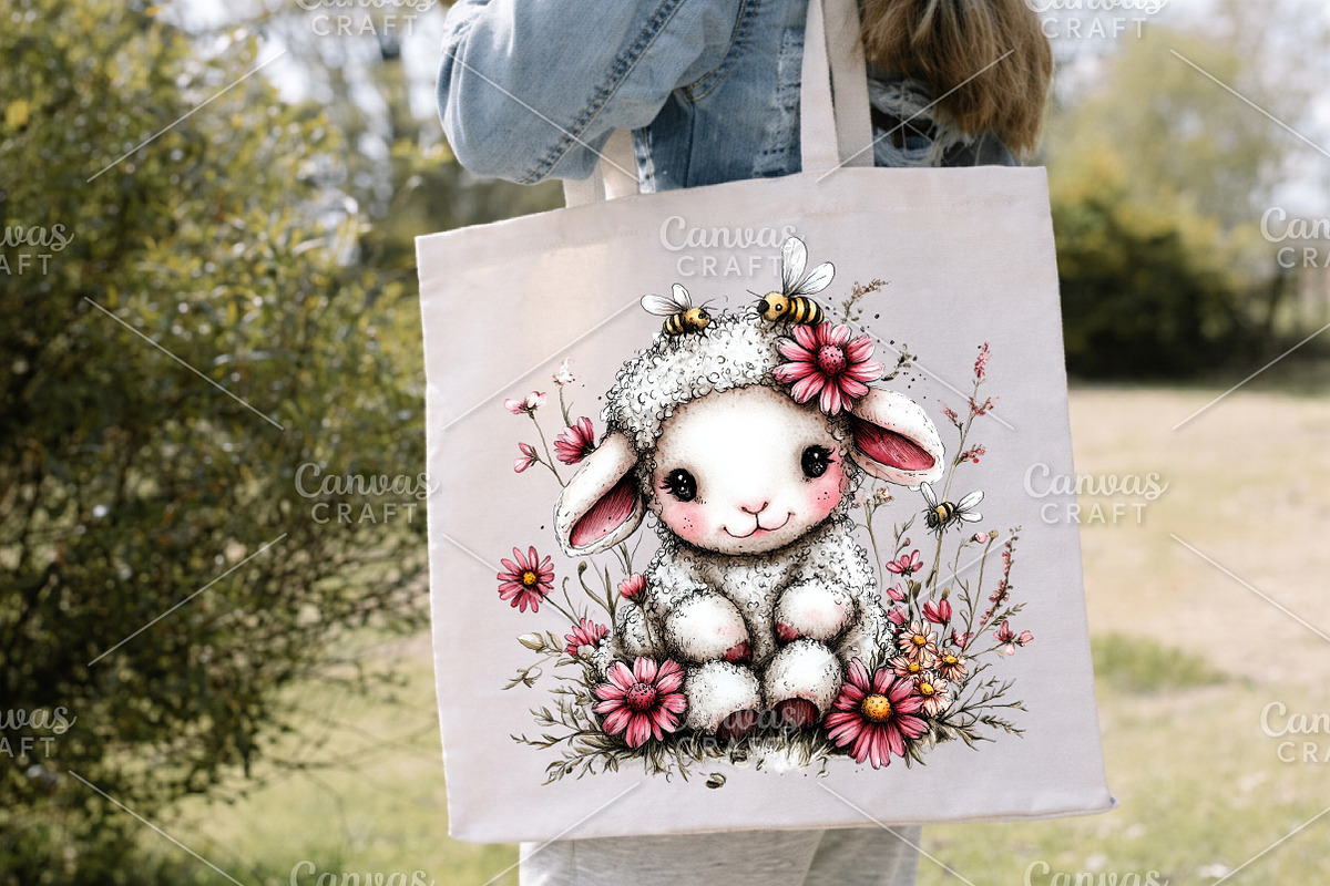 Whimsical Spring Lamb Clipart Bundle, an Illustration by Canvas Craft (Photo 6 of 7)