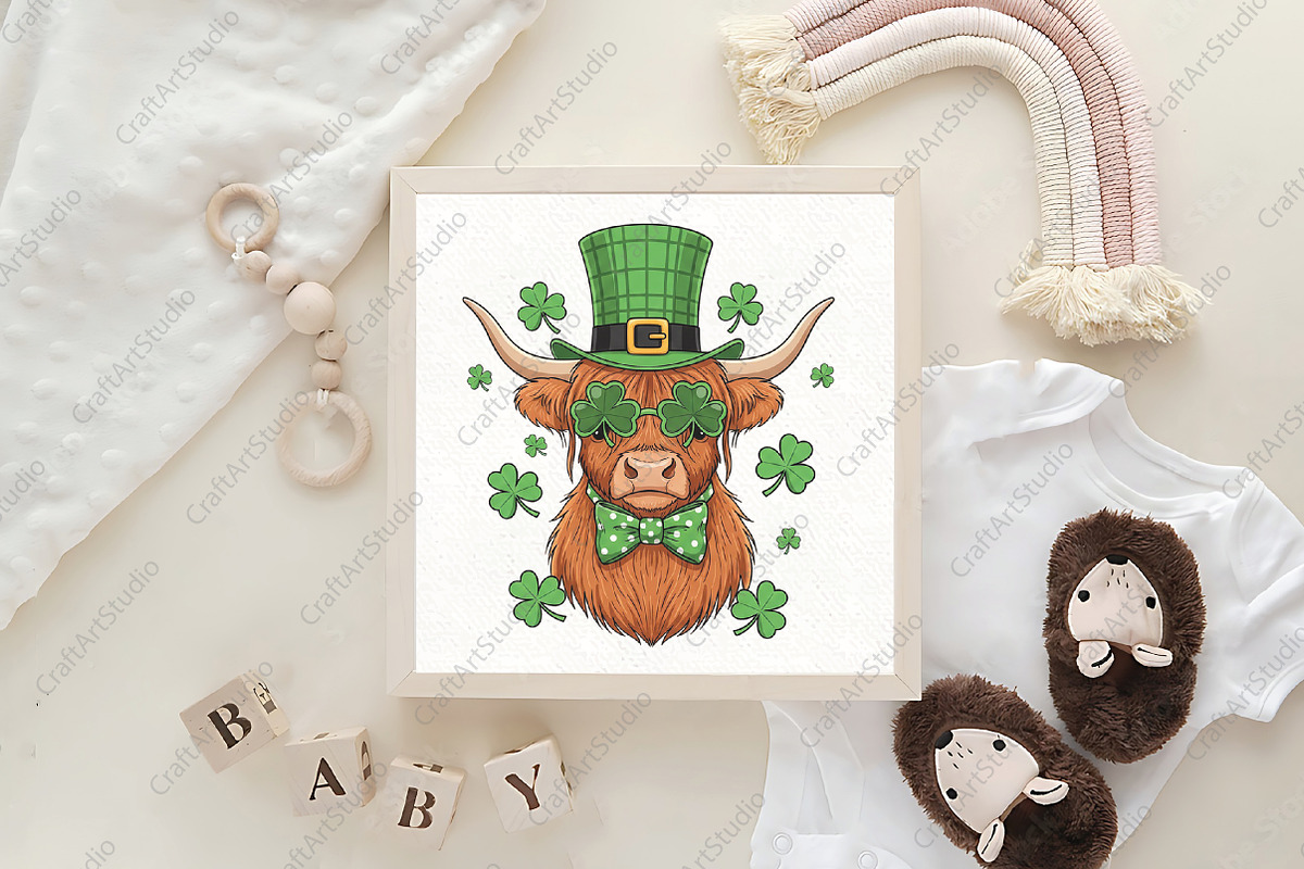 Highland Cow St Patrick’s Day PNG, an Illustration by CraftArtStudio (Photo 4 of 4)