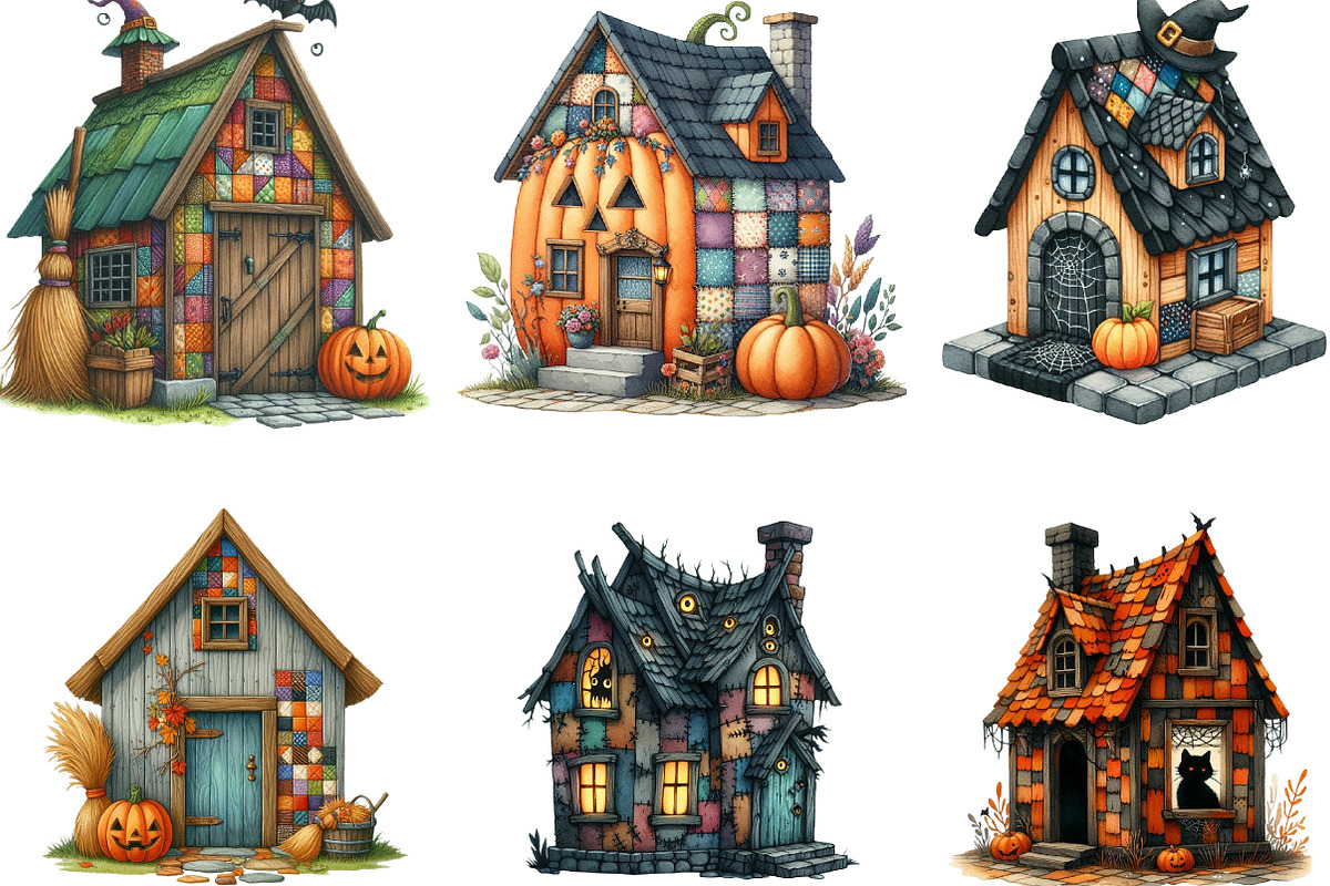 Patchwork Halloween House Clipart, an Illustration by Designking (Photo 3 of 4)