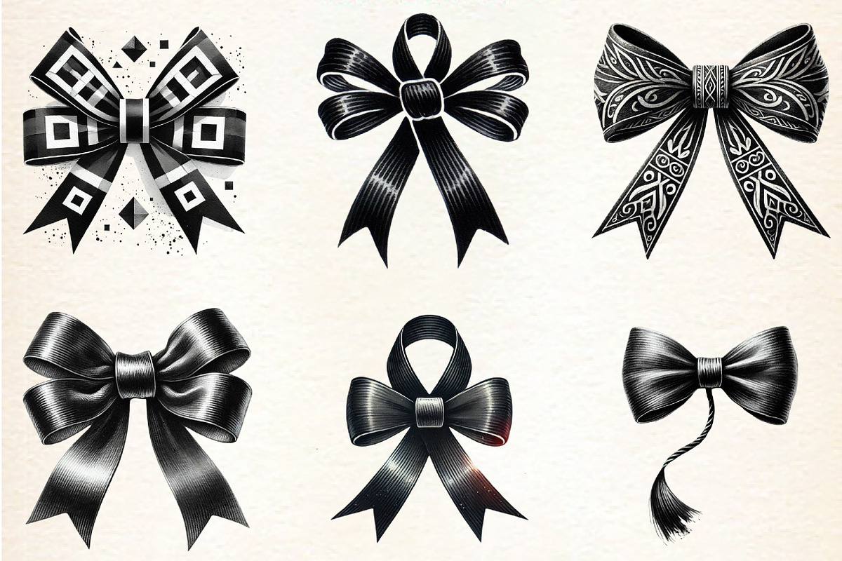 Watercolor Black Month Bow Clipart, a Seasonal Illustration by DreamArtGraphic (Photo 3 of 5)