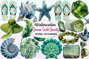 Summer Coastal Serenity Clipart, a Graphic by CitraGraphics