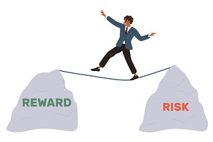 Businessman balances reward and risk, a Person Illustration by Vectorbuum