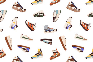 Fashion Sneakers Seamless Patterns