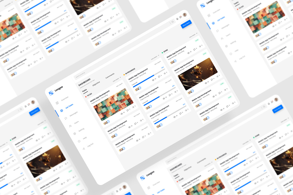 Task Manager Dashboard UI Kit Figma, an UI Kit Template by iDoodle Studio