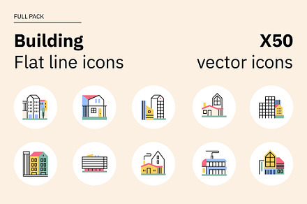 Building Flat Line Icons, an Outline Icon by Damien Raymond